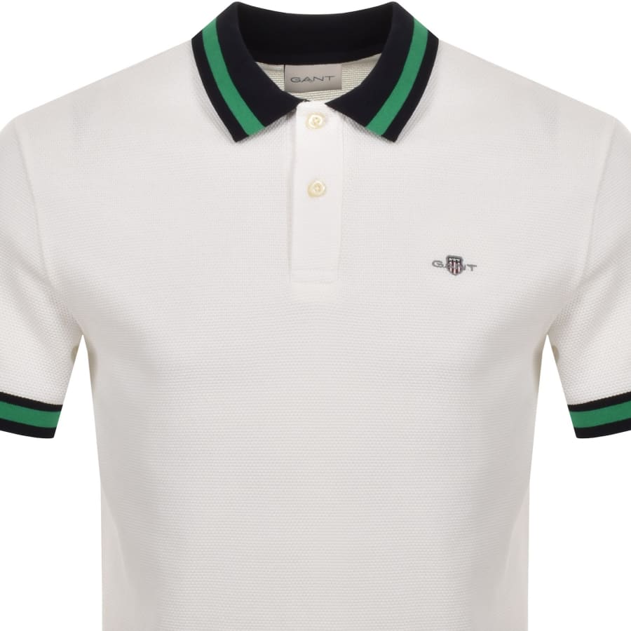 Gant Textured Popcorn Polo T Shirt White